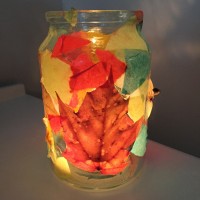 Autumn crafts, leaf lantern