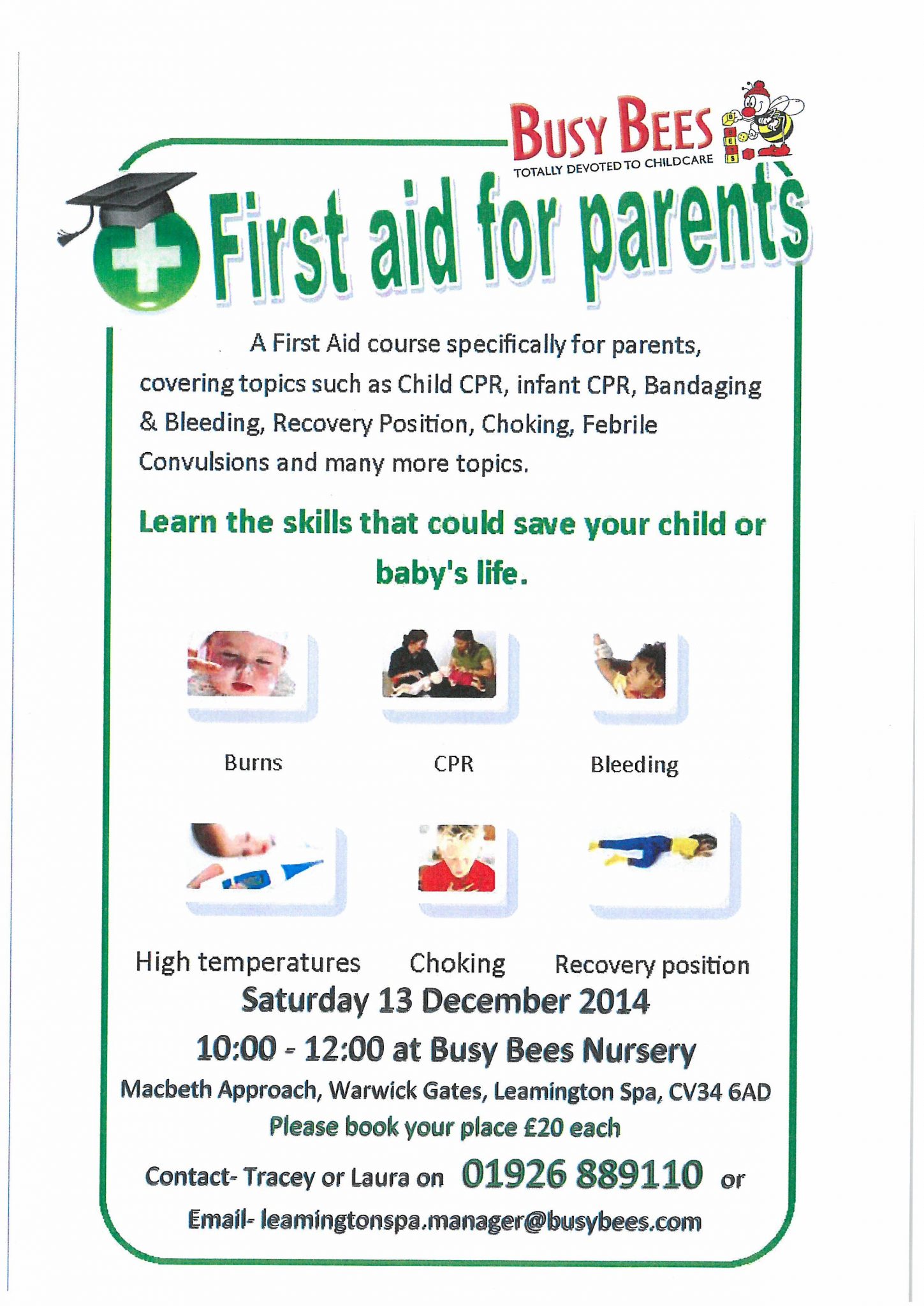 Baby and Child First Aid Course Saturday 13th Dec & Sat ...